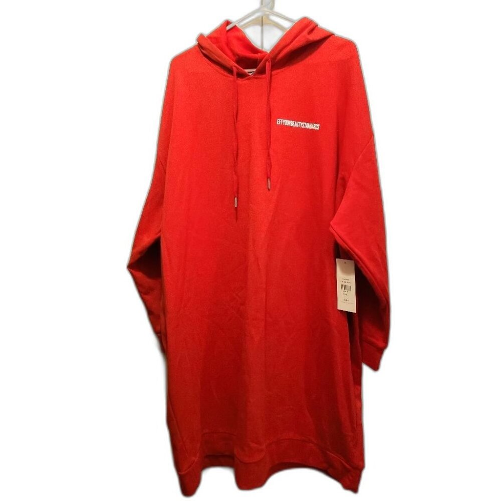 Fashion To Figure x Tess Holiday NWT Women's 3X EYBS Red Graphic Hoodie Dress - Picture 3 of 10